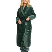 Damella Jaquard Fleece Dressing Gown Grønn polyester Small Dame