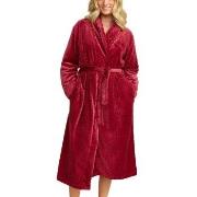 Damella Jaquard Fleece Dressing Gown Rød polyester Large Dame