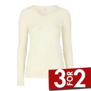 Damella Wool Long Sleeve Top Benhvit merinoull Small Dame