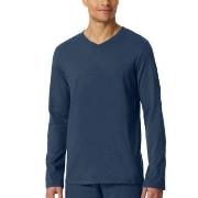 Schiesser Mix and Relax V-neck Long Sleeve Blå bomull Large Herre