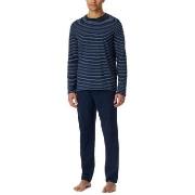 Schiesser Casual Essentials Long Pyjama Round Neck Mørkblå bomull Medi...