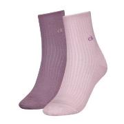 Calvin Klein Strømper 2P Short Sock Roll Top Rosa/Lilla Str 39/42 Dame