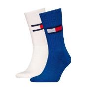 Tommy Men Uni TJ Flag Socks Strømper 2P Hvit/Blå Str 43/46