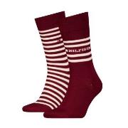 Tommy Hilfiger Strømper 2P Men Breton Crew Socks Mørkrød   Str 39/42 H...