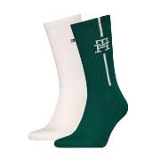 Tommy Hilfiger Strømper 2P Monogram Sock Grønn/Hvit Str 39/42 Herre
