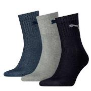 Puma Strømper 3P Short Crew Unisex Socks Marine/Grå Strl 35/39