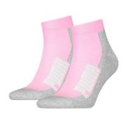 Puma Strømper 2P BWT Cushioned Quarter Sock Rosa/Grå Str 35/38