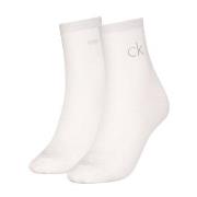 Calvin Klein Strømper 2P Shiny Logo Short Socks Hvit Str 39/42 Dame