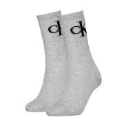 Calvin Klein Strømper 2P Women Monogram Crew Socks Grå Str 35/38 Dame