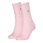 Tommy Hilfiger Strømper 2P Classic Small Stripe Socks Lysrosa Str 39/4...