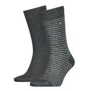 Tommy Hilfiger Strømper 2P Men Sock Stripe Mørkgrå  Str 39/42 Herre