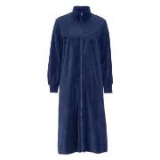 Damella Velour Plain Robe Marine Large Dame