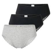 Schiesser Truser 3P Modern Brazillian Slips Svart/Grå bomull 40 Dame