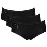 Sloggi Truser 3P Pearl Midi Svart bomull 42 Dame