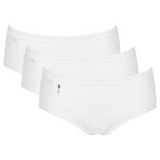 Sloggi Truser 3P Pearl Midi Hvit bomull 42 Dame