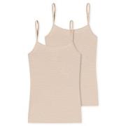 Schiesser 2P Modal Essentials Spaghetti Strap Tops Beige Large Dame