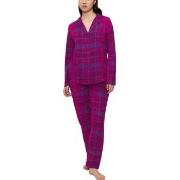 Triumph Boyfriend Long Sleeved Pyjama Set Rutet bomull 42 Dame