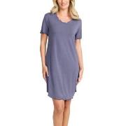 Damella Bamboo Plain Short Sleeve Nightdress Blå Bambus Medium Dame