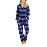 Damella Cotton Flannel Pyjamas Blå/Rosa bomull X-Large Dame