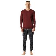 Schiesser Family Long Pyjamas Cuffs Rød bomull XX-Large Herre