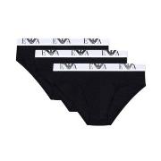 Armani Stretch Jersey Briefs With Logo 3P Svart bomull XX-Large Herre