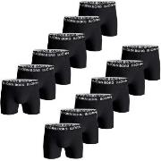 Björn Borg 12P Cotton Stretch Boxer 1718 Helsvart bomull Large Herre