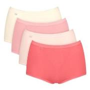 Sloggi Truser 4P Basic Plus Maxi Panty Rød/Rosa bomull 46 Dame
