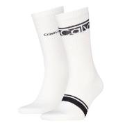 Calvin Klein Strømper 2P Cotton Logo Stripe Crew Socks Hvit One Size H...
