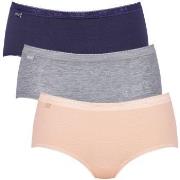 Sloggi Truser 3P Basic Plus Midi Colored Rød/Gul bomull 50 Dame