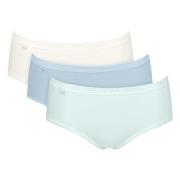 Sloggi Truser 3P Basic Plus Midi Colored Hvit/Lysblå bomull 38 Dame