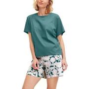 Calida Botanic Dreams Short Pyjamas Set Jade/Grønn bomull X-Small Dame