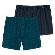 Schiesser 2P Leg Flattering Boxer Shorts Blå Mønster bomull Large Herr...