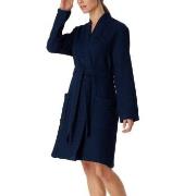 Schiesser Essentials Waffle Bathrobe Mørkblå bomull Small Dame