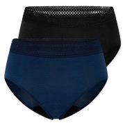 Schiesser Truser 2P Care Retro Period Pants Svart/Blå bomull 40 Dame