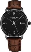 Stührling Original Herreklokke 3997A.5 Symphony Sort/Lær Ø40 mm