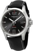 Longines Herreklokke L3.726.4.56.2 Conquest V.H.P. Sort/Lær Ø43 mm