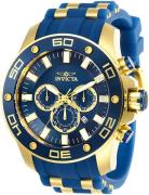 Invicta Herreklokke 26087 Pro Diver Blå/Gulltonet stål Ø50 mm