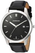 Wenger Herreklokke 01.1441.101 Sort/Lær Ø43 mm