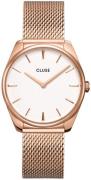 Cluse Dameklokke CW0101212002 Hvit/Rose-gulltonet stål Ø36 mm