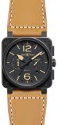 Bell & Ross Herreklokke BR0394-HERITAGE BR 03-94 Sort/Lær Ø42 mm