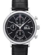 IWC Herreklokke IW391008 Portofino Chronograph Sort/Lær Ø42 mm