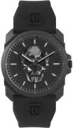 Philipp Plein Herreklokke PWLAA0422 The Skull Sort/Gummi Ø40 mm