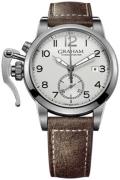 Graham Chronofighter Herreklokke 2CXAS.S01A Sølvfarget/Lær Ø42 mm