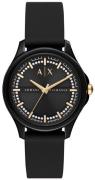 Armani Exchange Dameklokke AX5265 Lady Hampton Sort/Gummi Ø38 mm