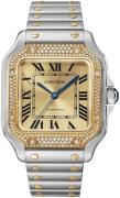 Cartier Dameklokke W3SA0007 Santos De Gulltonet/18 karat gult gull