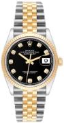 Rolex Dameklokke 126233-0021 Datejust 36 Sort/18 karat gult gull Ø36