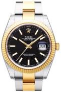 Rolex Herreklokke 126333-0013 Datejust 41 Sort/18 karat gult gull