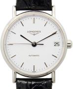 Longines Dameklokke L4.322.4.12.2 Presences Hvit/Lær Ø30 mm