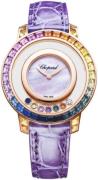 Chopard Dameklokke 20A002-5901 Happy Diamonds Lilla/Lær Ø35.5 mm