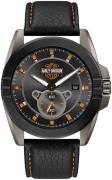 Bulova Herreklokke 78B182 Harley-Davidson Sort/Lær Ø44 mm